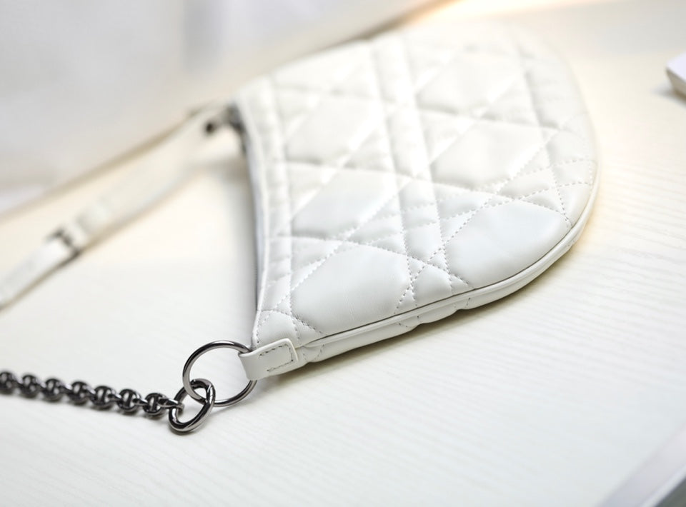 DIOR MINI CARO BAG 25 IN WHITE LAMBSKIN