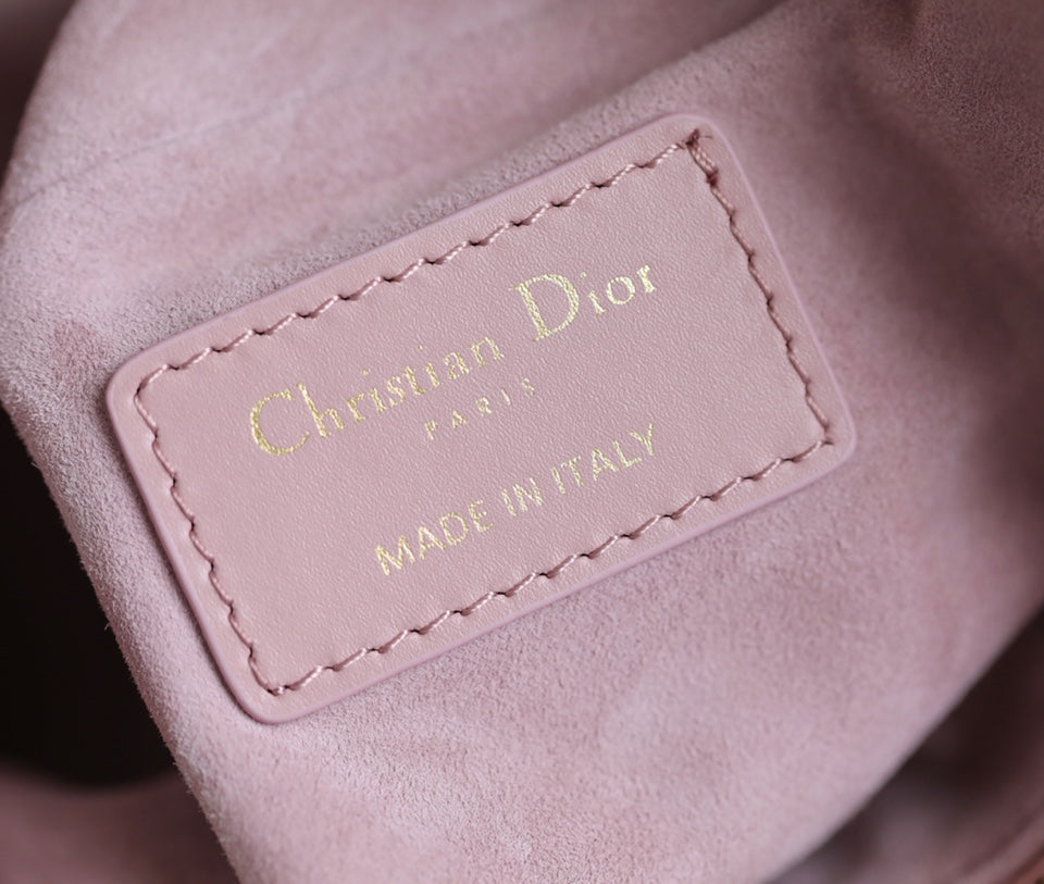DIOR MINI CARO BAG 25 IN LIGHT PINK LAMBSKIN