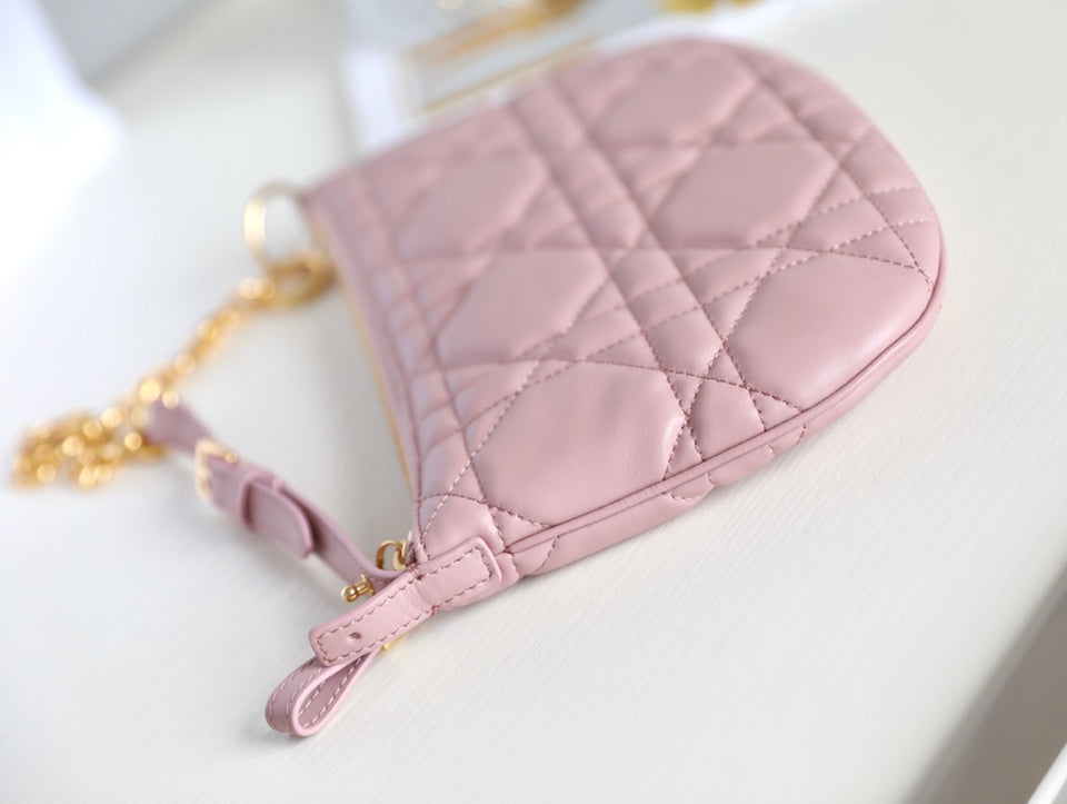 DIOR MINI CARO BAG 25 IN LIGHT PINK LAMBSKIN