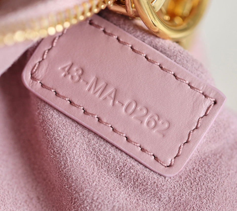 DIOR MINI CARO BAG 25 IN LIGHT PINK LAMBSKIN