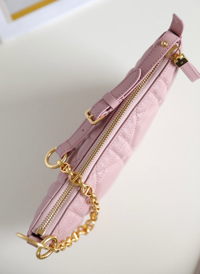 DIOR MINI CARO BAG 25 IN LIGHT PINK LAMBSKIN