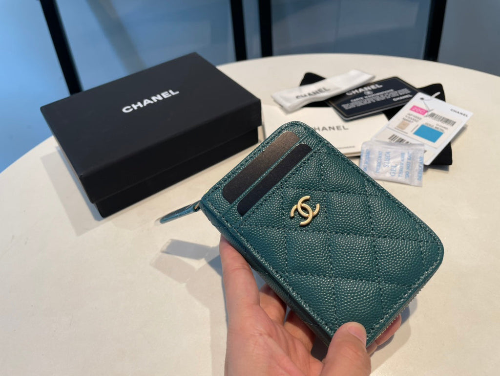 CHANEL ZIPPED COIN PURSE 11 OCEAN GRAINED CALFSKIN