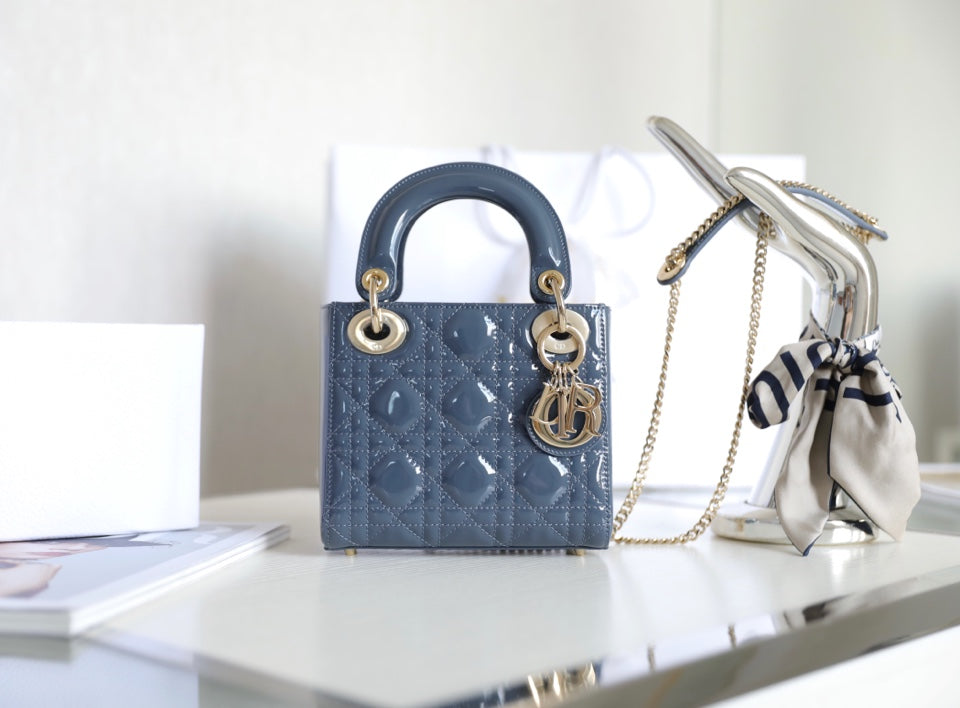 DIOR LADY 17 IN SKY AEGEAN BLUE WITH CANNAGE PATTERN