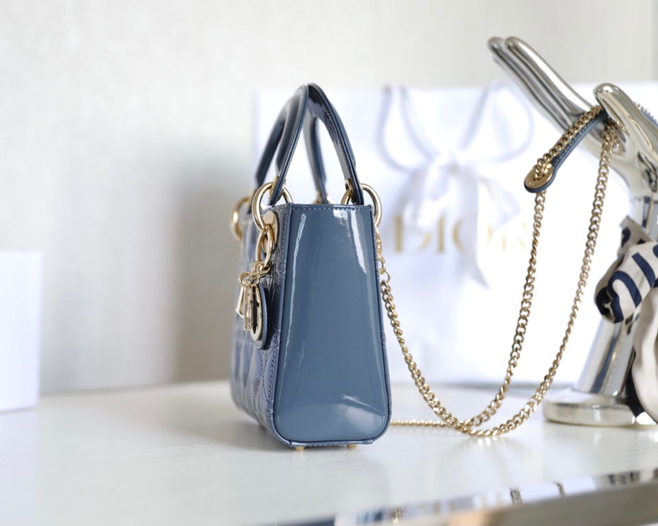 DIOR LADY 17 IN SKY AEGEAN BLUE WITH CANNAGE PATTERN
