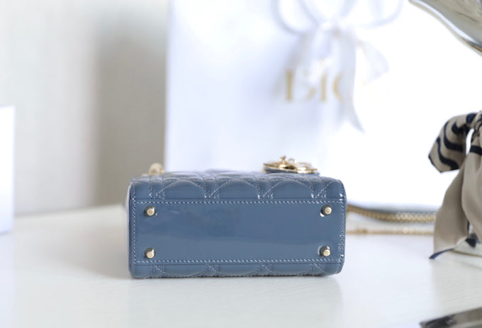DIOR LADY 17 IN SKY AEGEAN BLUE WITH CANNAGE PATTERN