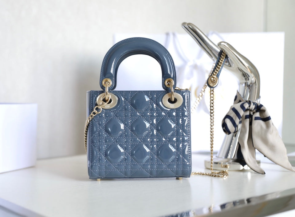 DIOR LADY 17 IN SKY AEGEAN BLUE WITH CANNAGE PATTERN