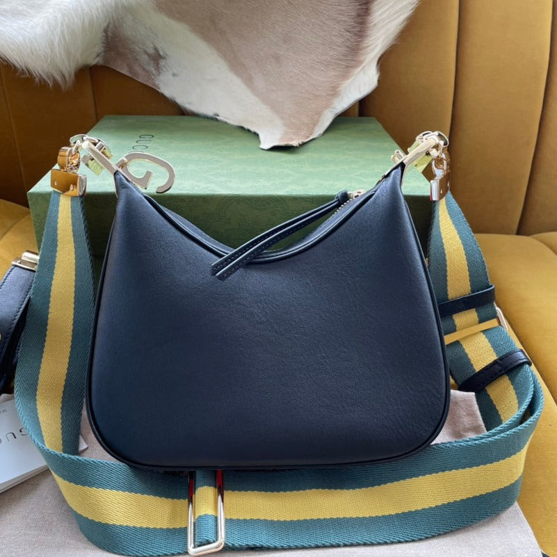GUCCI ATTACHE 23 SMALL SHOULDER BAG BLACK CALFSKIN