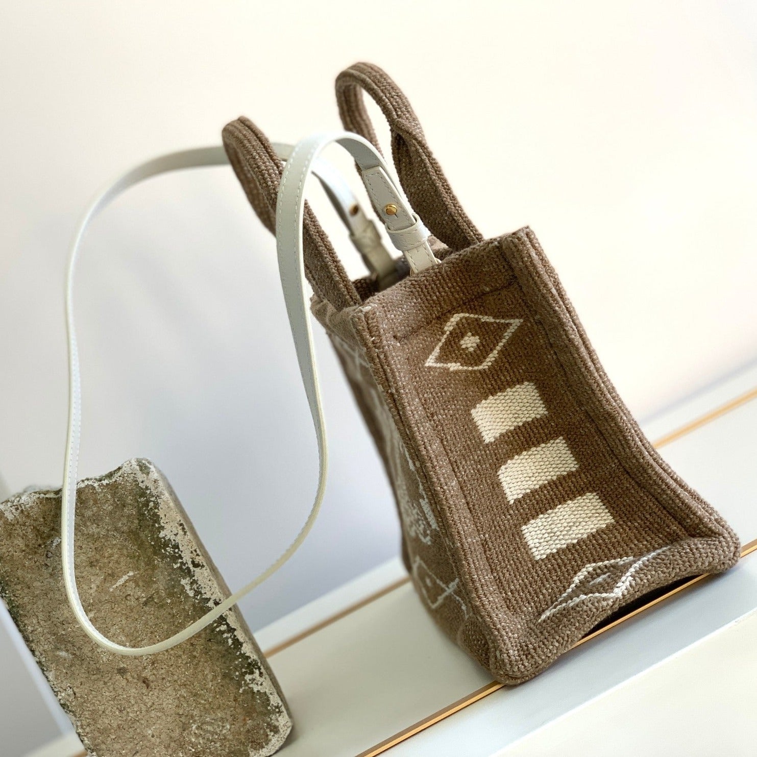 CELINE TRIOMPHE 26 FABRIC BROWN WHITE