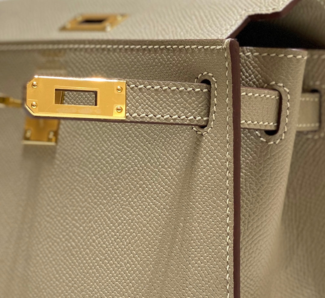 HERMES KELLY MINI 20 BAG IN TAN BROWN CALFSKIN WITH GOLD HARDWARE