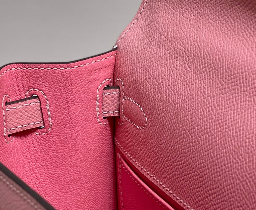 HERMES KELLY MINI 20 BAG IN ROUGE PINK CALFSKIN WITH GOLD HARDWARE