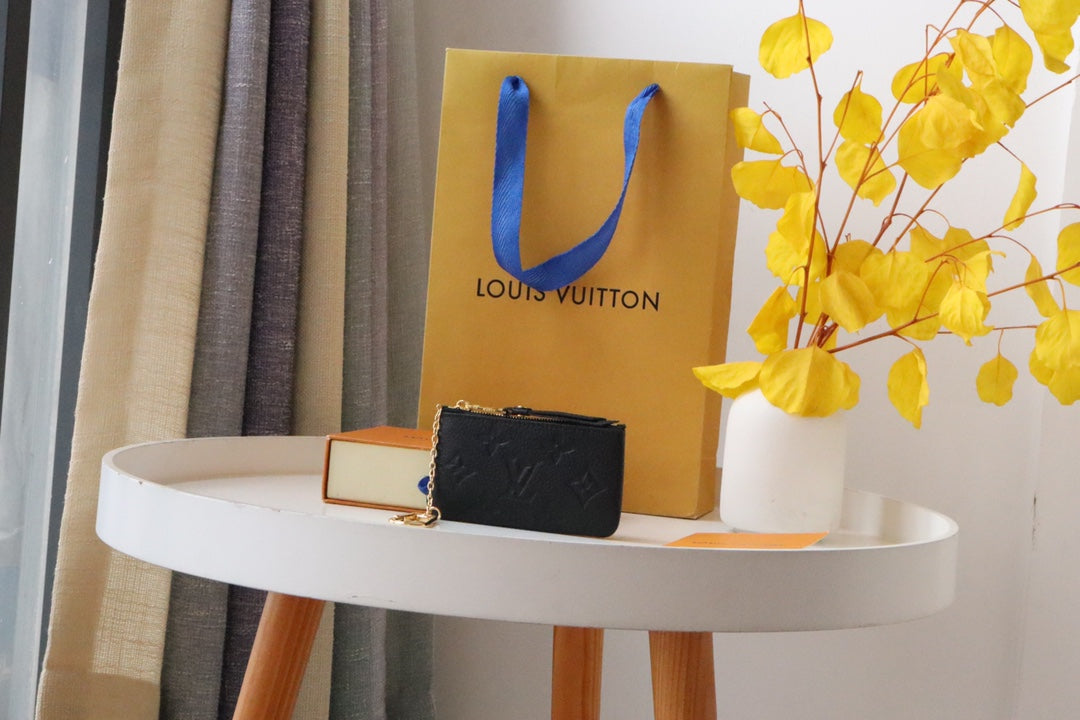 LOUIS VUITTON LV 25S CARD HOLDER RECTO VERSO 12 IN BLACK MONOGRAM EMPREINTE EMBOSSED CALFSKIN
