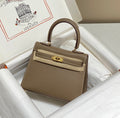 HERMES KELLY MINI 20 BAG IN MEDIUM BROWN CALFSKIN WITH GOLD HARDWARE