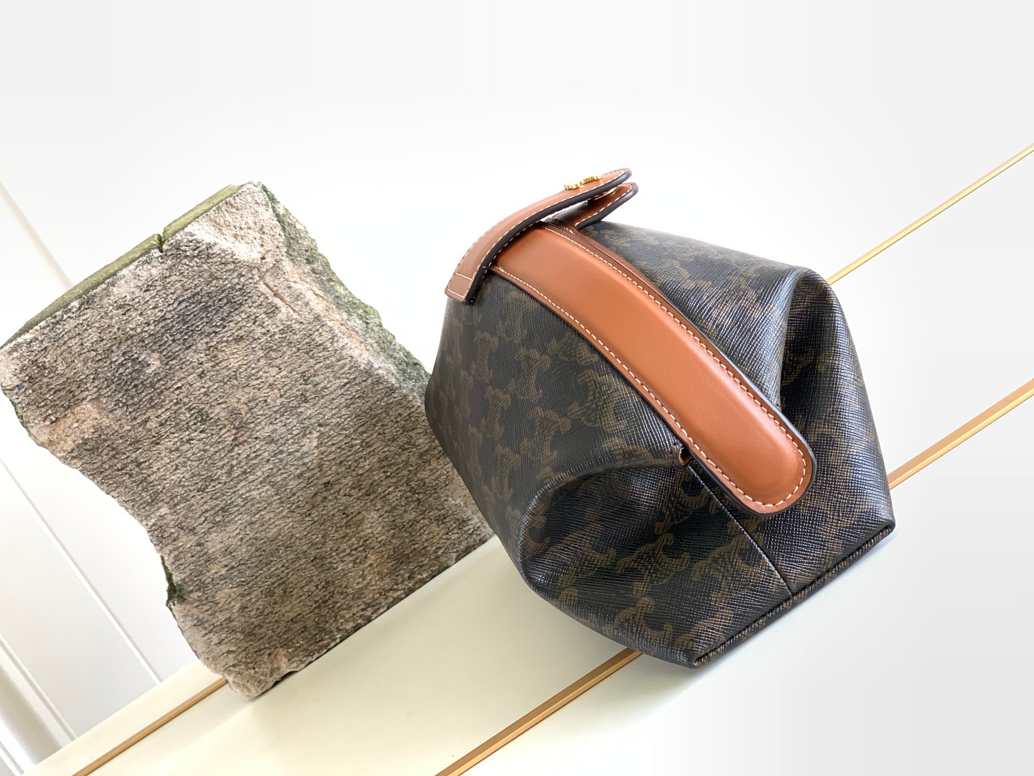 CELINE TRIOMPHE 24 BLACK PATTERN PRINTED CALFSKIN