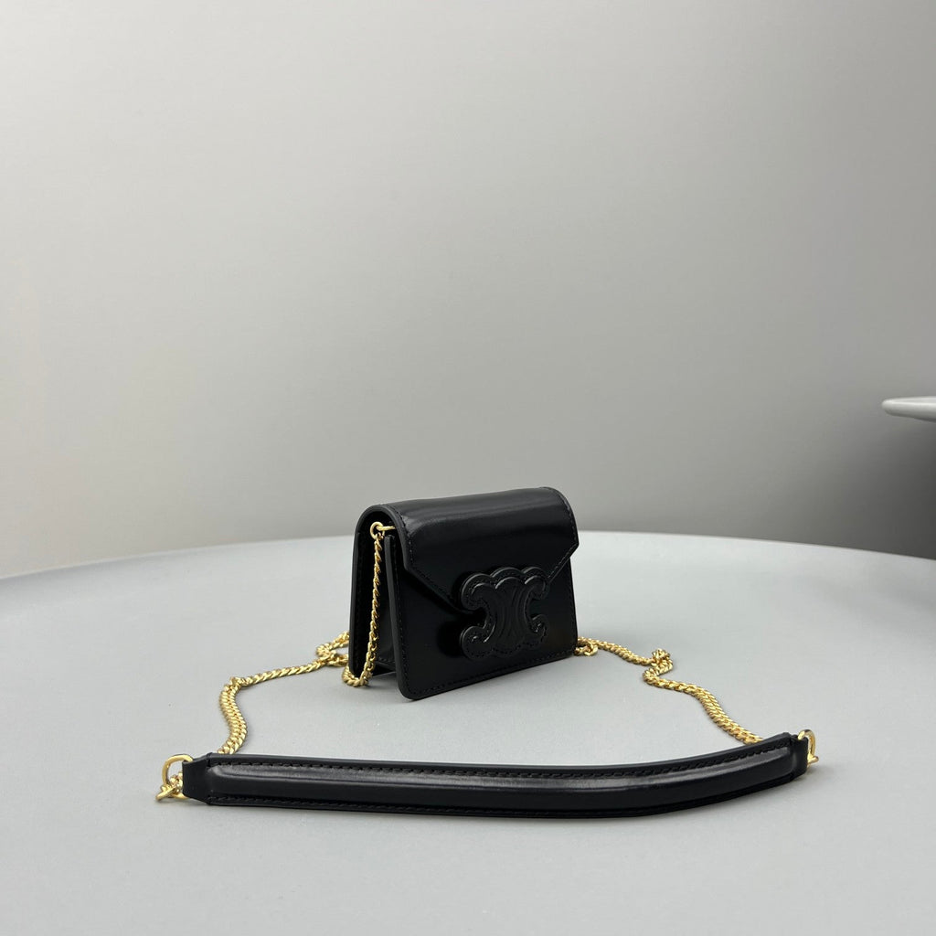 CELINE CUIR TRIPHOME 11 BLACK CALFSKIN