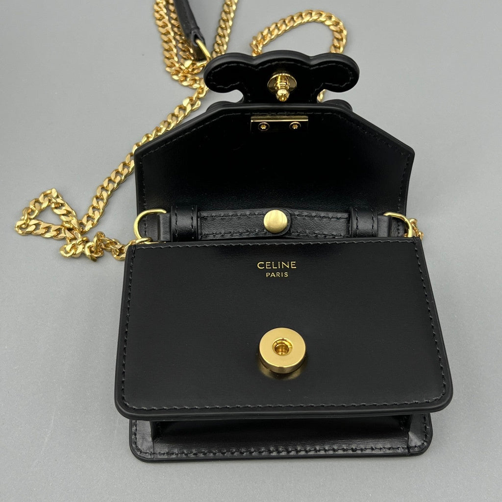 CELINE CUIR TRIPHOME 11 BLACK CALFSKIN