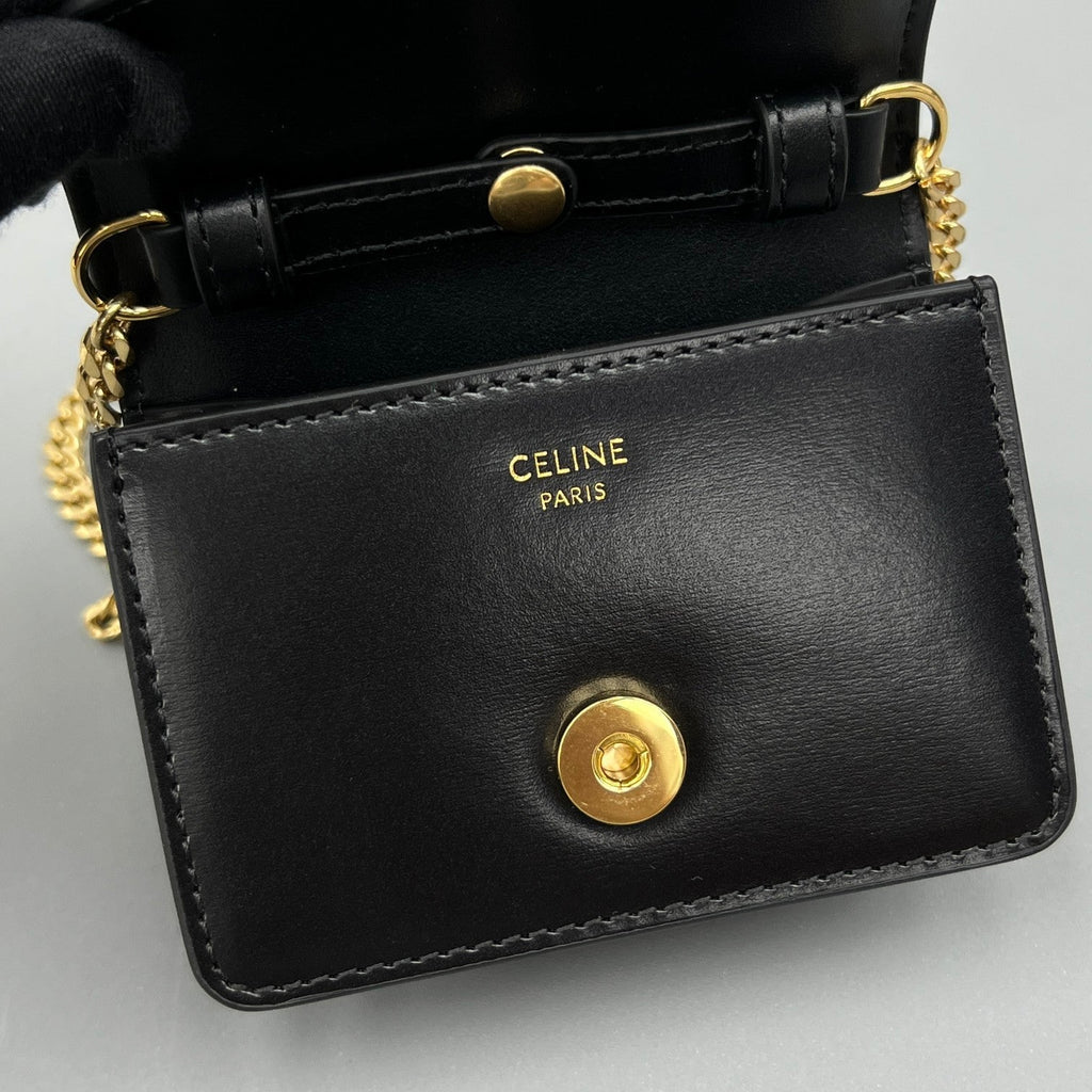 CELINE CUIR TRIPHOME 11 BLACK CALFSKIN