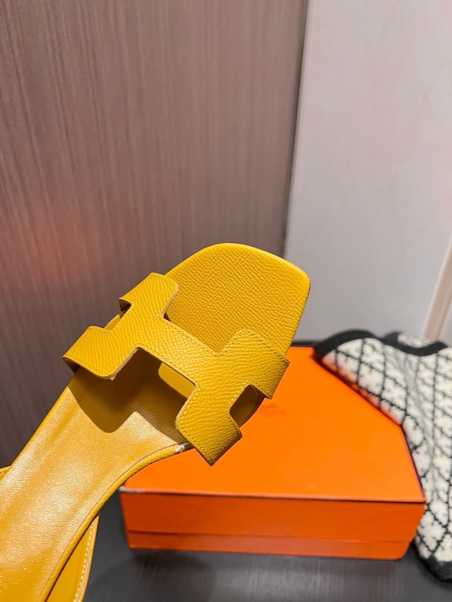 HERMES Slingback Sandal Eternite 95 Yellow