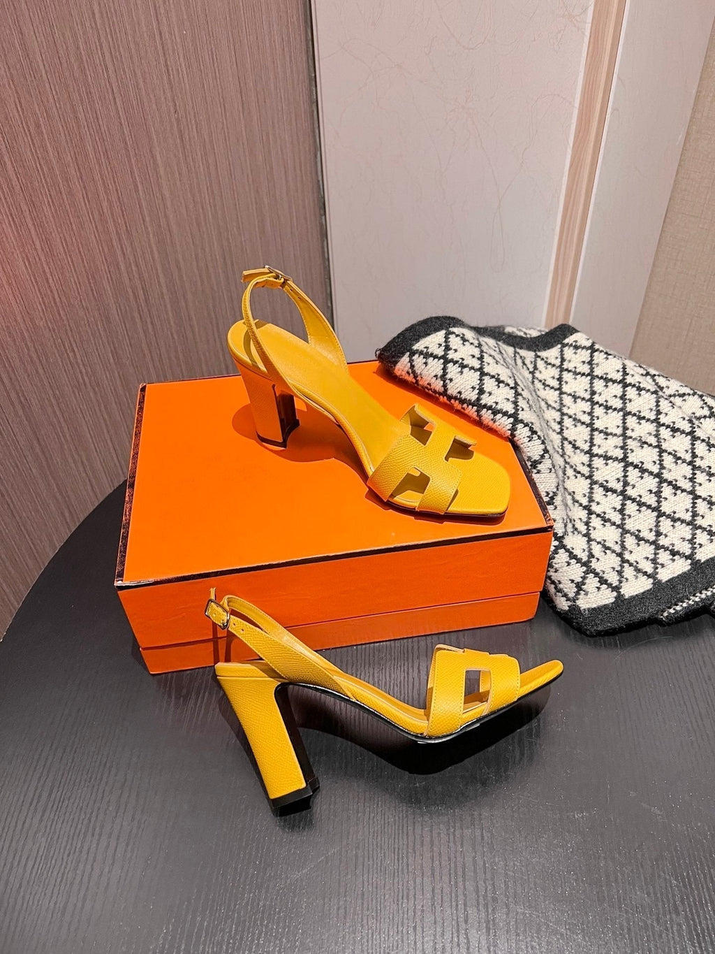 HERMES Slingback Sandal Eternite 95 Yellow