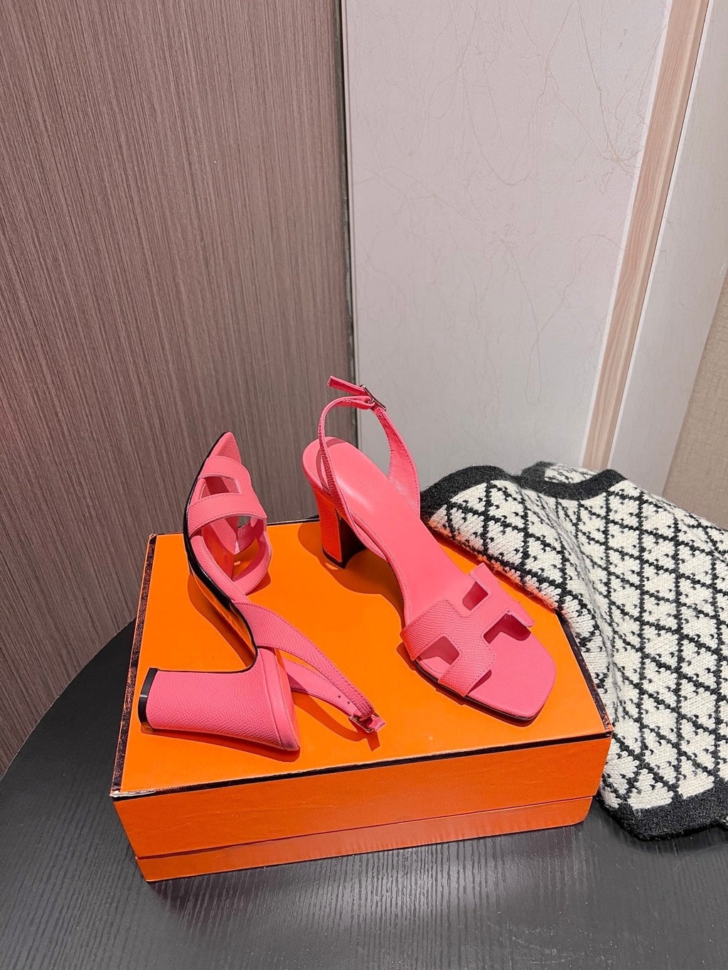 HERMES Slingback Sandal Eternite 95 Light Brick