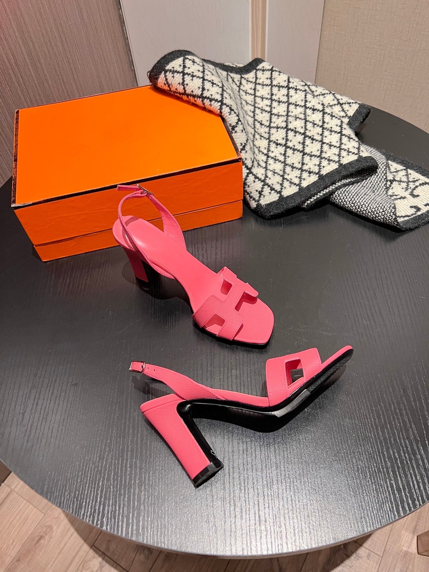 HERMES Slingback Sandal Eternite 95 Light Brick