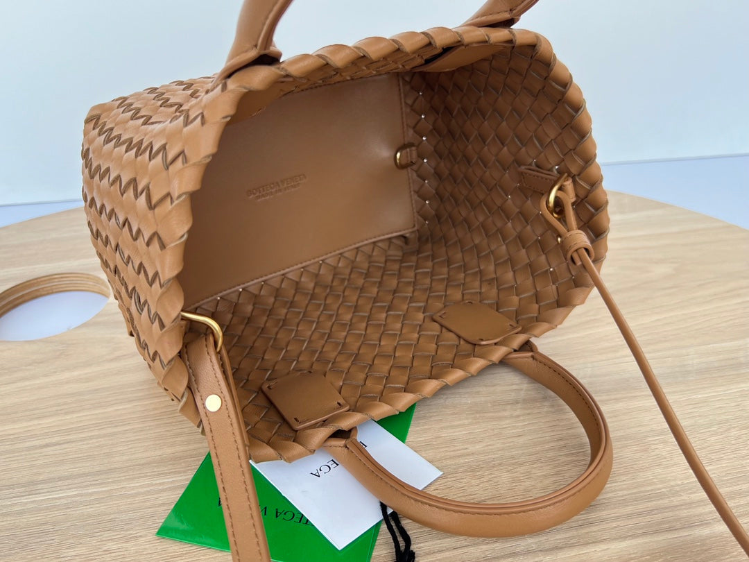 BOTTEGA VENETA MINI CABAT 20 IN BRONZE BROWN LAMBSKIN