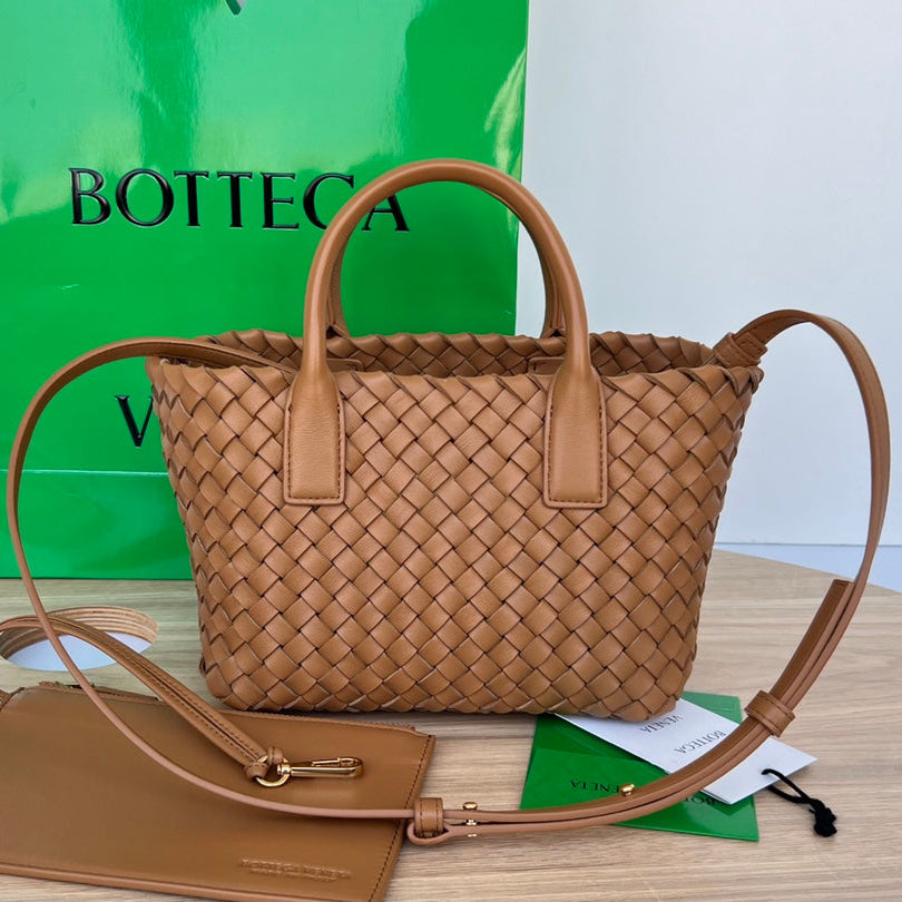 BOTTEGA VENETA MINI CABAT 20 IN BRONZE BROWN LAMBSKIN