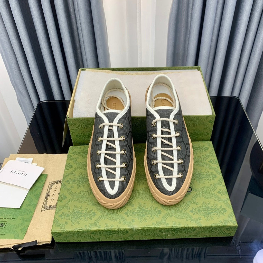 GUCCI UNIQUE SNEAKER THICK-SOLE LEAD CANVAS