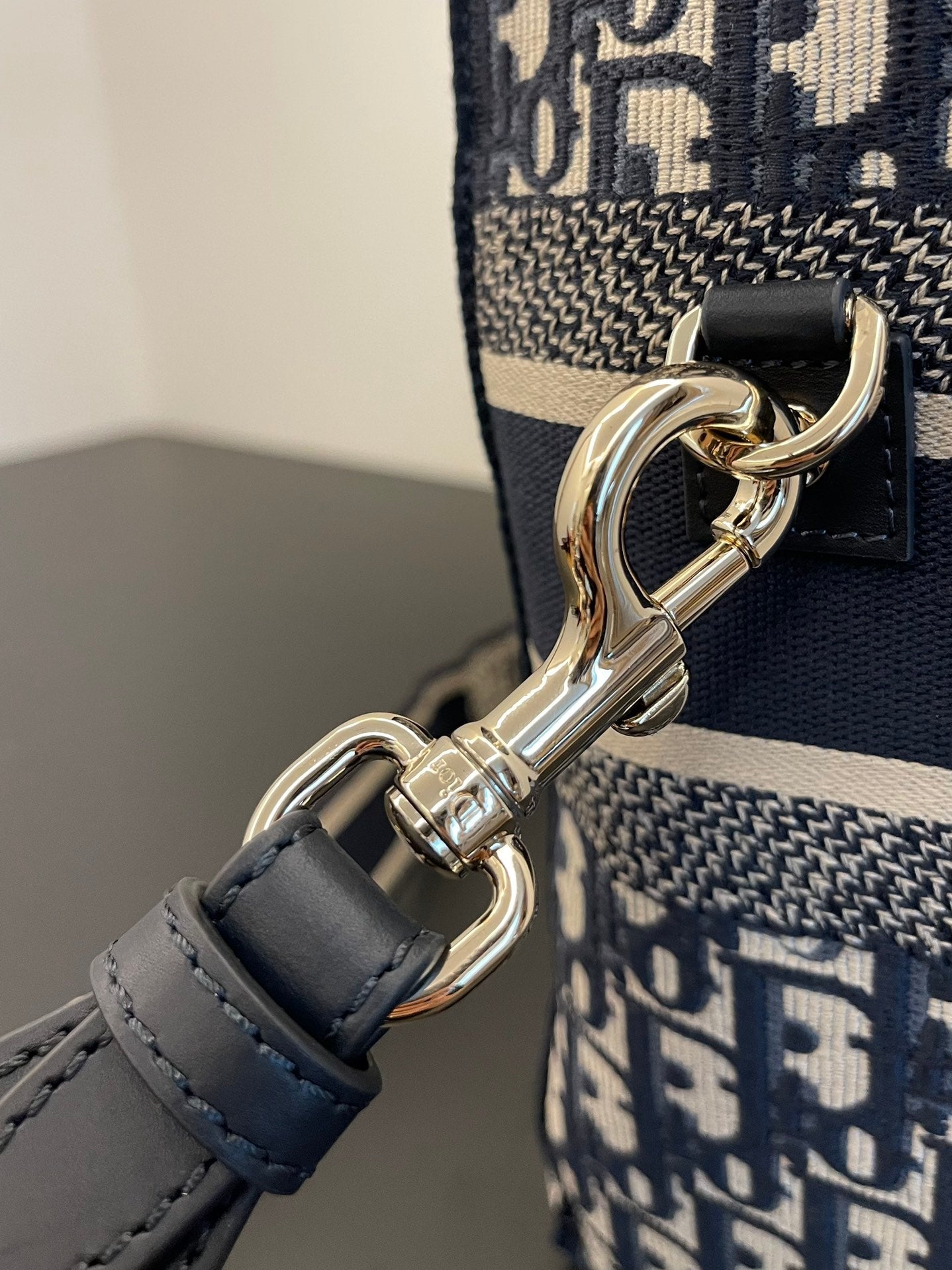 DIOR MEDIUM 28 CAMP BAG IN BLUE OBLIQUE EMBROIDERY