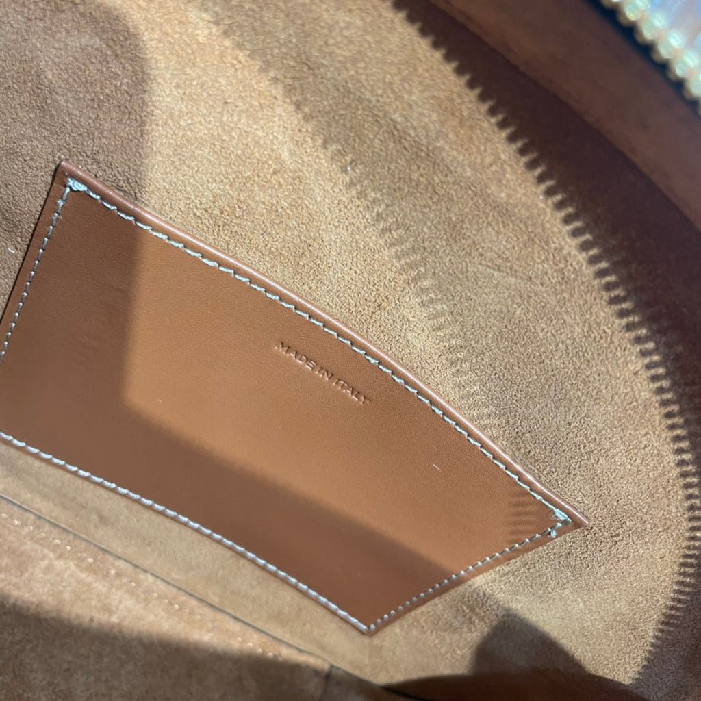CELINE TRIOMPHE TOP HANDLE BAG 20 IN BRONZE BROWN CALFSKIN