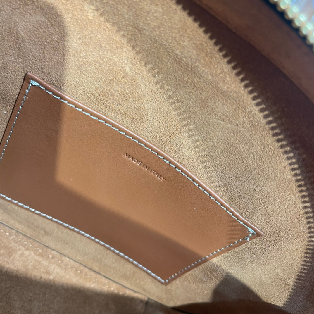 CELINE TRIOMPHE TOP HANDLE BAG 20 IN BRONZE BROWN CALFSKIN
