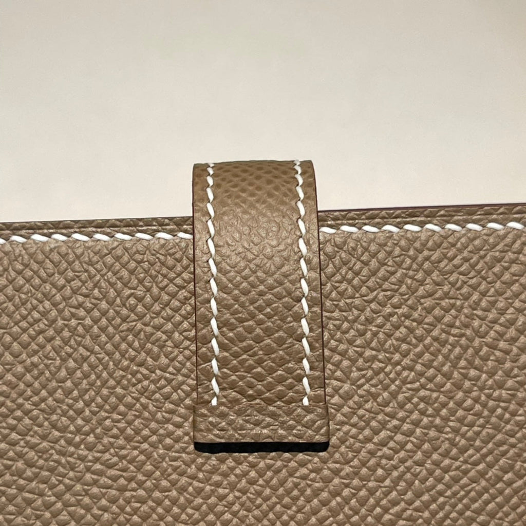 HERMES MINI BEARN WALLET 10.5 ETOUPE EPSOM GOLD HARDWARE