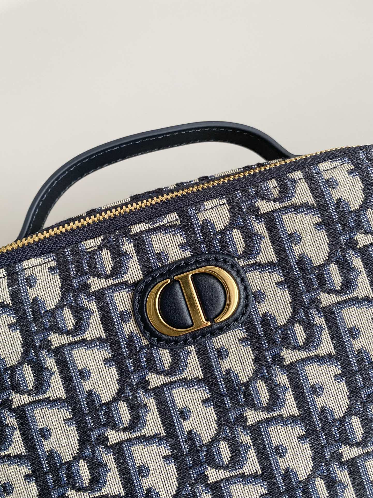 DIOR CARO 18 CAMERA BAG IN BLUE OBLIQUE JACQUARD