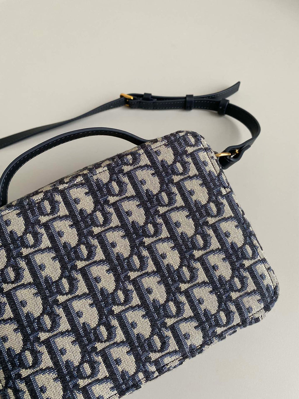 DIOR CARO 18 CAMERA BAG IN BLUE OBLIQUE JACQUARD