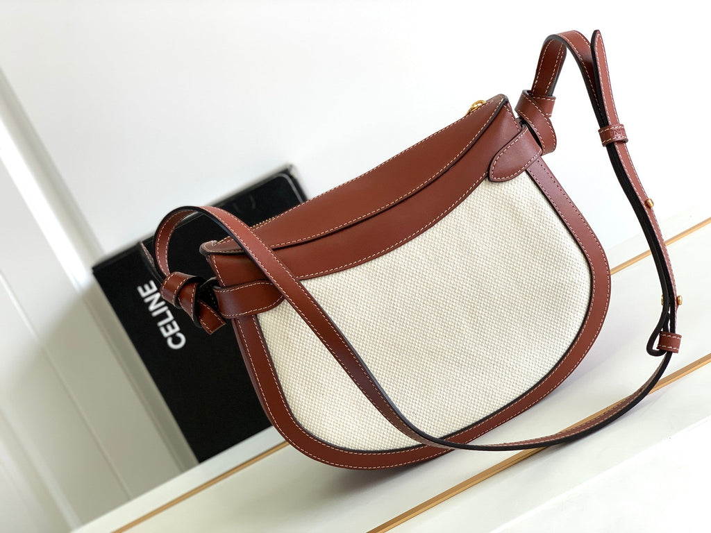 CELINE TRIOMPHE CLASSIC 25 WHITE BROWN CALFSKIN
