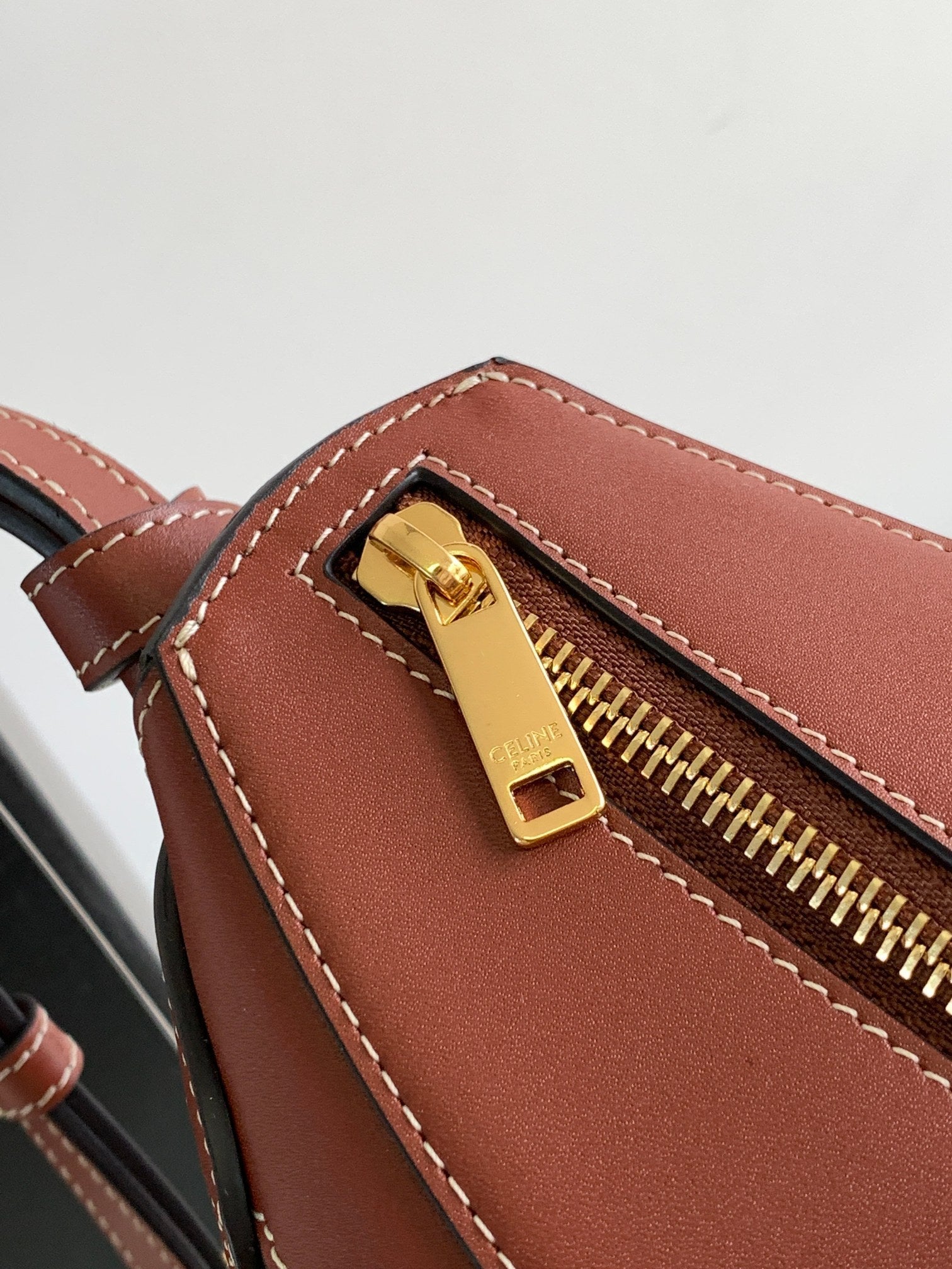 CELINE TRIOMPHE CLASSIC 25 WHITE BROWN CALFSKIN