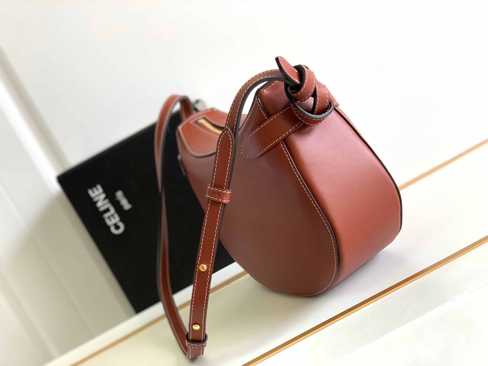 CELINE TRIOMPHE CLASSIC 25 CINNAMON BROWN CALFSKIN