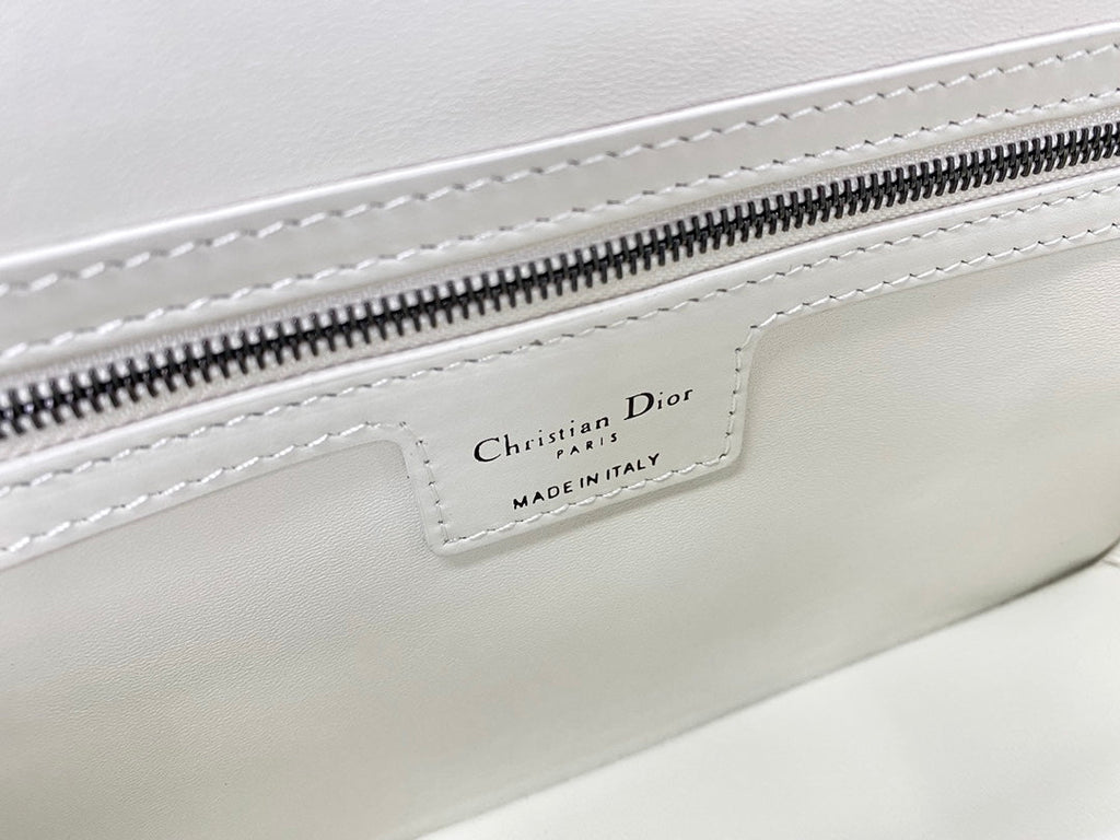 DIOR SMALL CAMP BAG 23 IN WHITE CALFSKIN