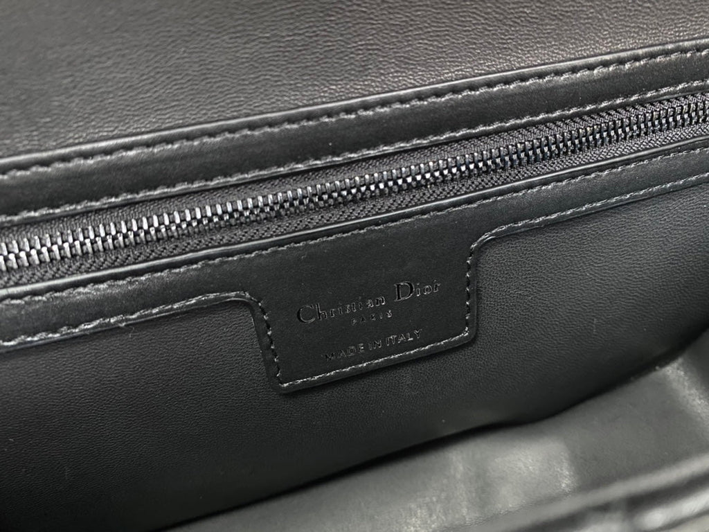 DIOR SMALL CAMP BAG 23 IN BLACK CALFSKIN