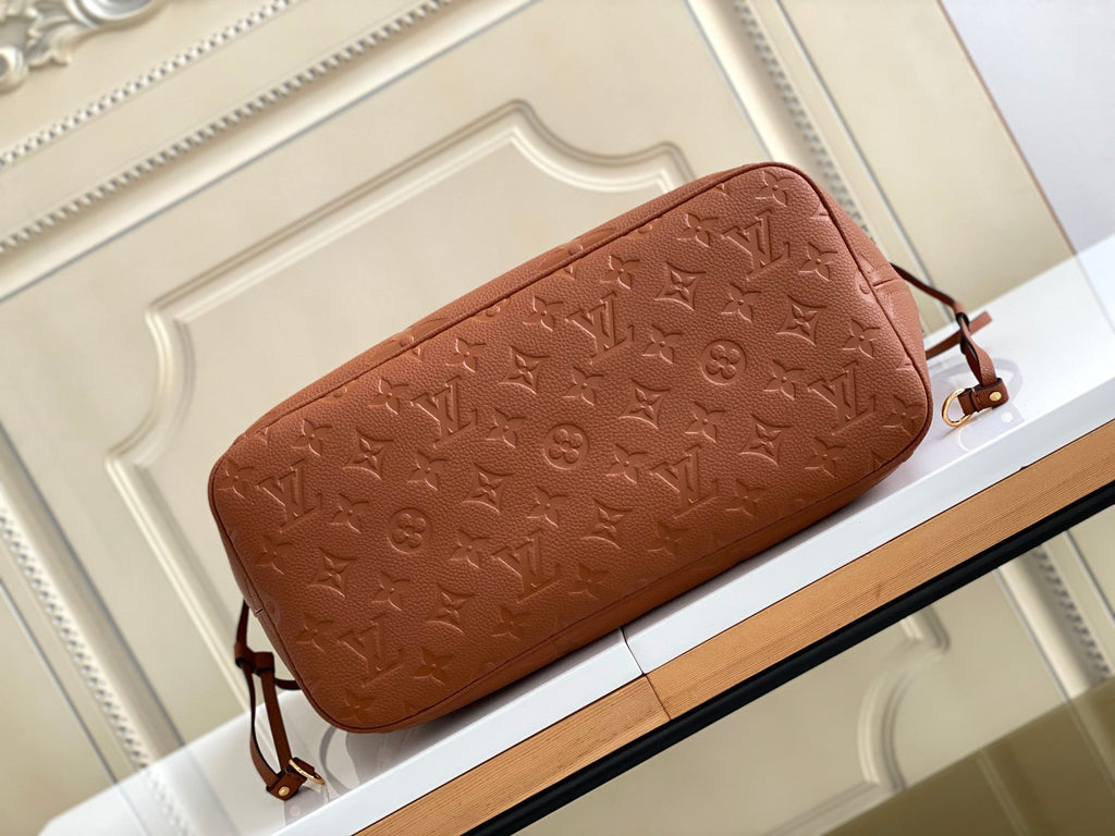 LOUIS VUITTON NEVERFULL MM 32 BROWN MONOGRAM EMPREINTE LEATHER