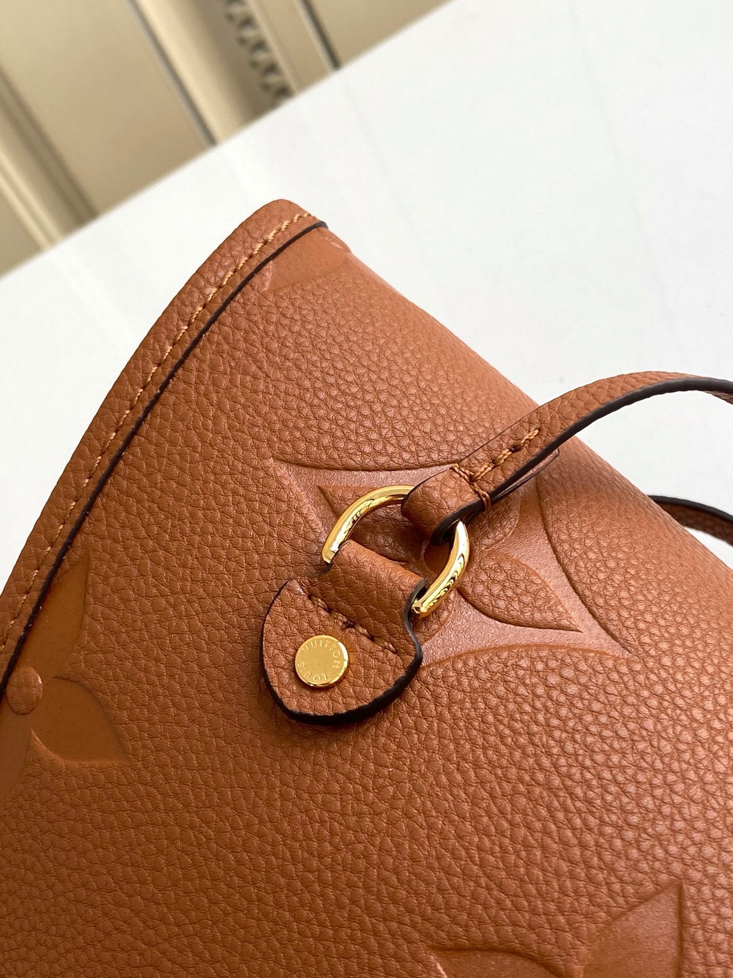 LOUIS VUITTON NEVERFULL MM 32 BROWN MONOGRAM EMPREINTE LEATHER