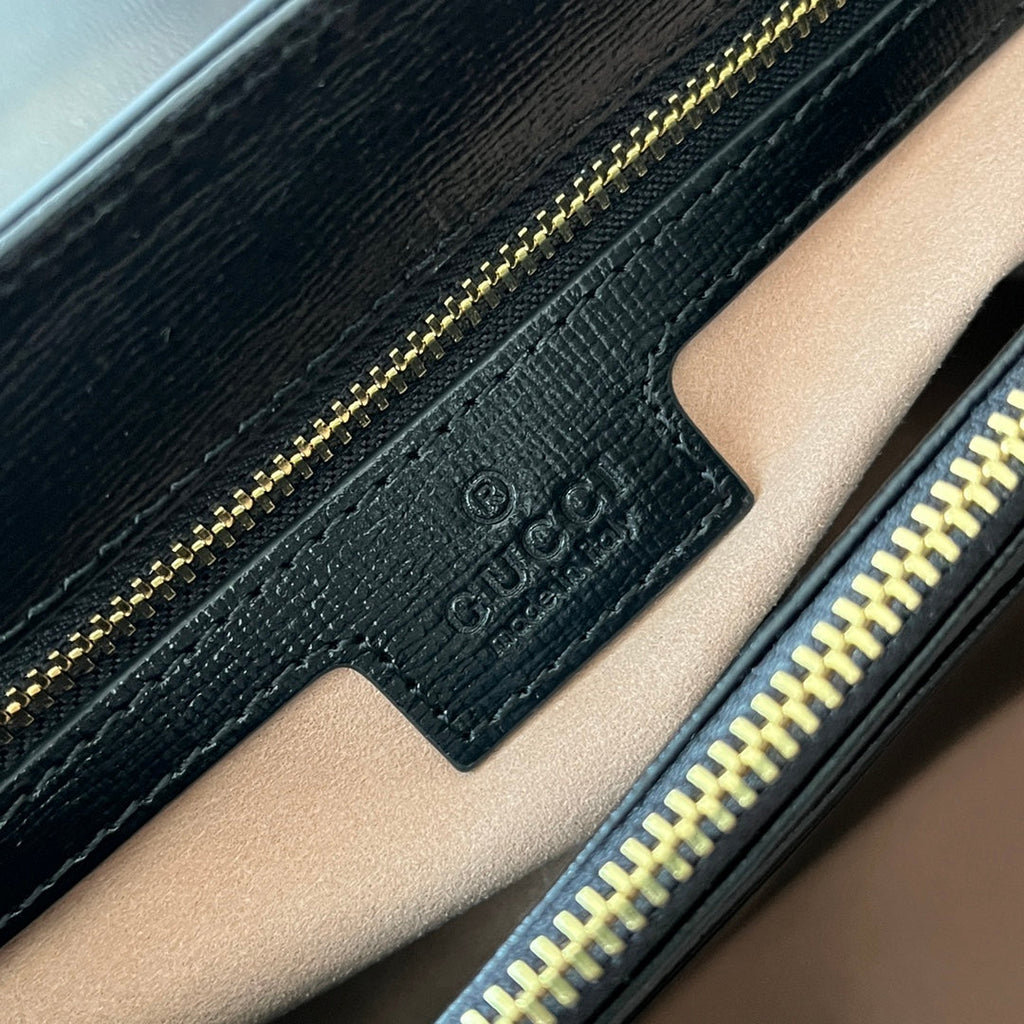GUCCI HORSEBIT 1955 MEDIUM TOP HANDLE BAG 29 IN BLACK CALFSKIN GOLD HARDWARE