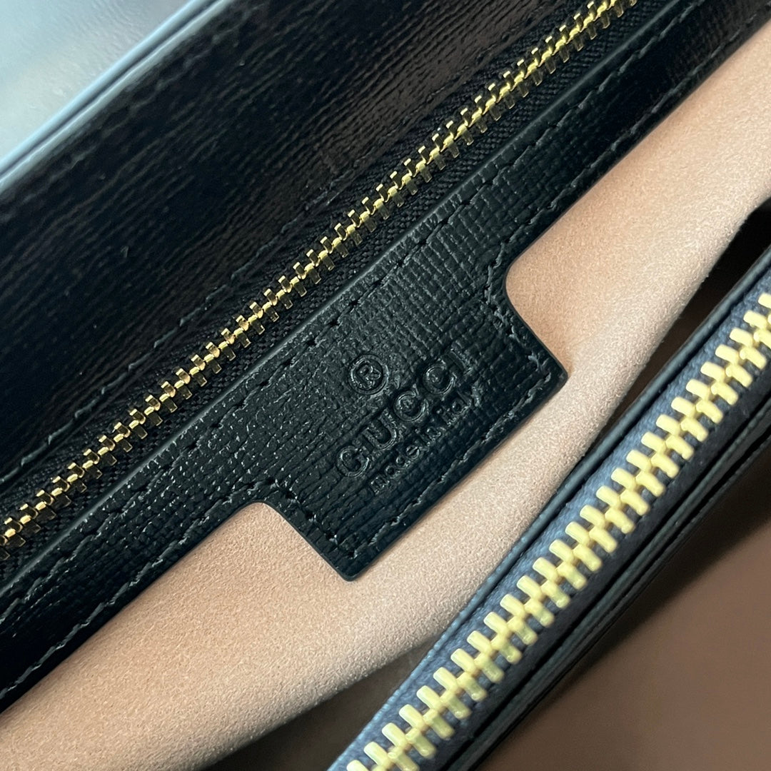 GUCCI HORSEBIT 1955 MEDIUM TOP HANDLE BAG 29 IN BLACK CALFSKIN GOLD HARDWARE