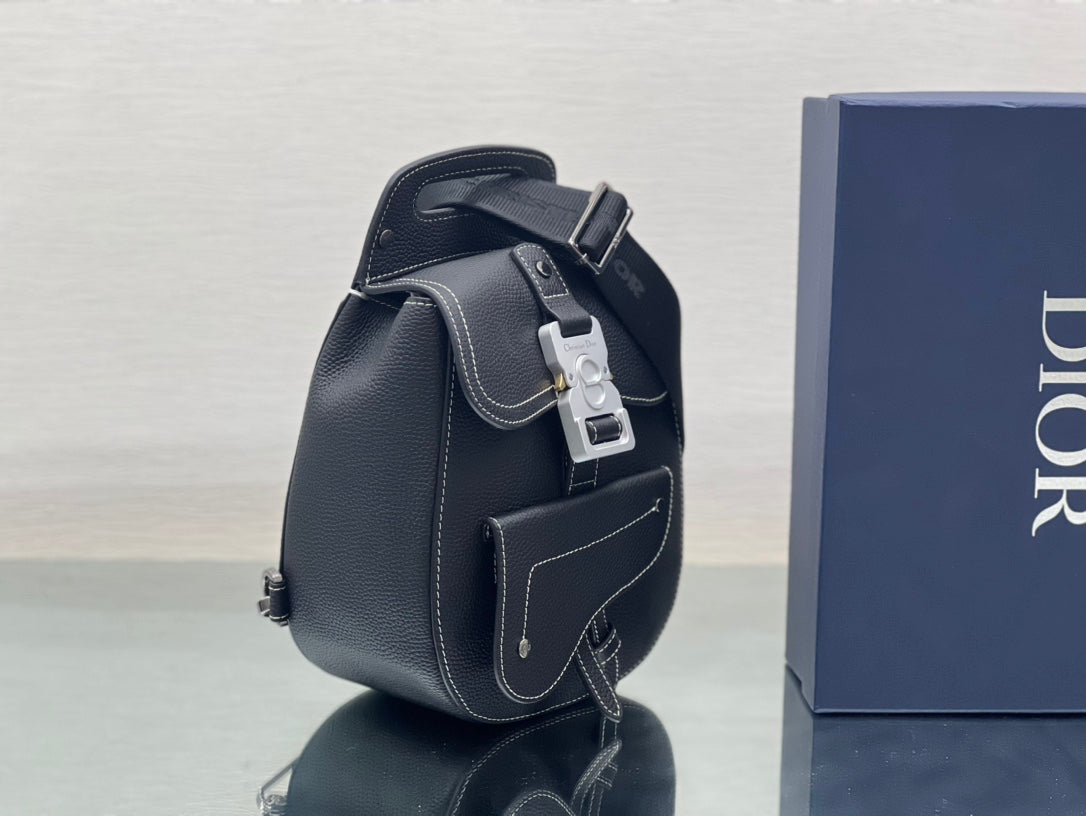 DIOR GALLOP SLING BAG 27 IN BLACK CALFSKIN