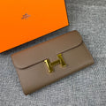 HERMES CLUTCH CONSTANCE 22 ASH BROWN CALFSKIN GOLD HARDWARE