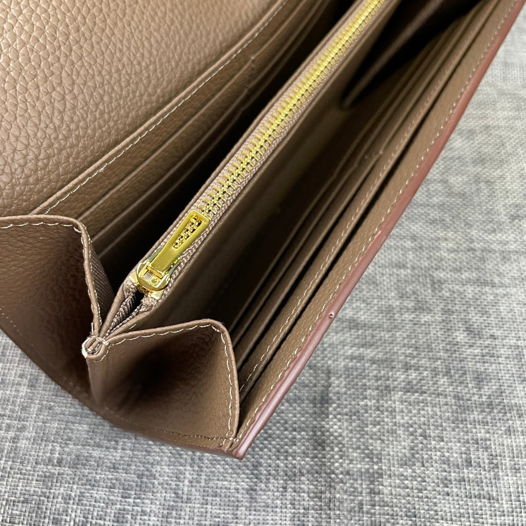 HERMES CLUTCH CONSTANCE 22 ASH BROWN CALFSKIN GOLD HARDWARE