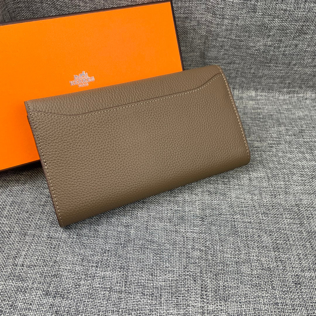 HERMES CLUTCH CONSTANCE 22 ASH BROWN CALFSKIN GOLD HARDWARE