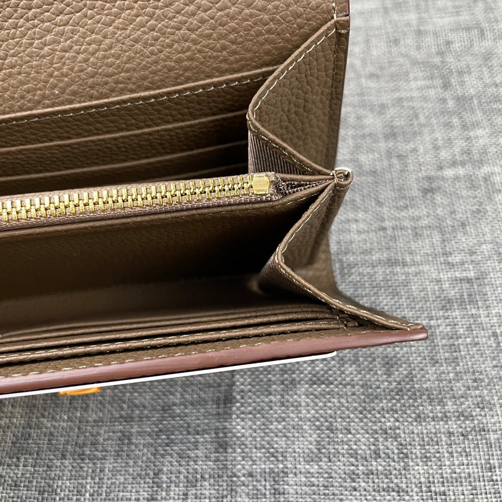 HERMES CLUTCH CONSTANCE 22 ASH BROWN CALFSKIN GOLD HARDWARE