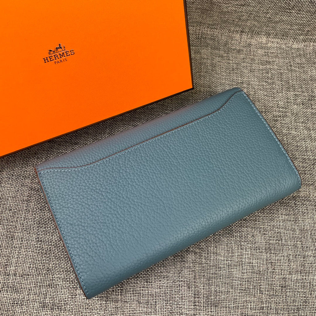 HERMES CLUTCH CONSTANCE 22 CERULEAN CALFSKIN GOLD HARDWARE