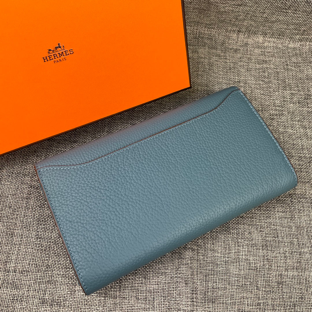 HERMES CLUTCH CONSTANCE 22 CERULEAN CALFSKIN GOLD HARDWARE