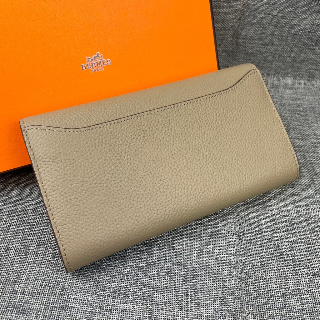 HERMES CLUTCH CONSTANCE 22 KHAKI CALFSKIN GOLD HARDWARE